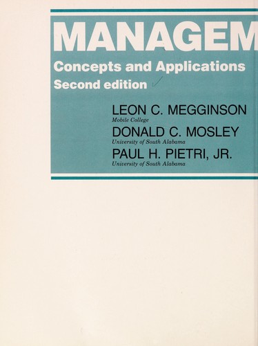 Cover for Management, concepts and applications