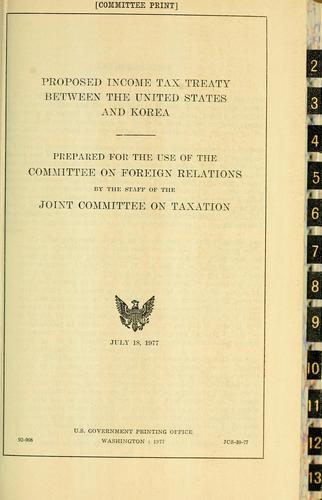 Cover for Proposed income tax treaty between the United States and Korea