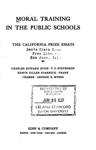 Cover for Moral training in the public schools