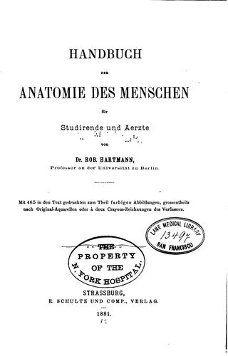 Cover for Handbuch der Anatomie des Menschen fuer Studirende und Aerzte