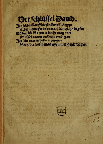 Cover for Der schlüssel Dauid