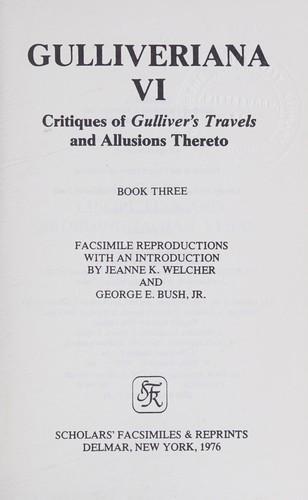 Cover for Critiques of Gulliver's travels and allusions thereto