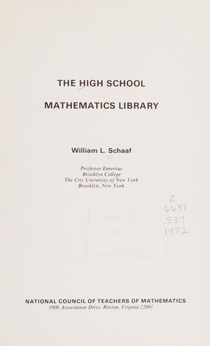 Cover for The high school mathematics library
