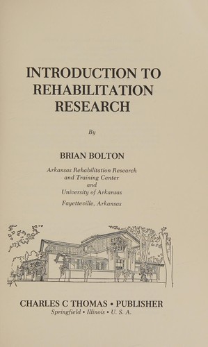 Cover for Introduction to rehabilitation research