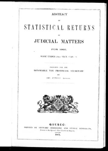 Cover for Abstract of statistical returns in judicial matters for 1860