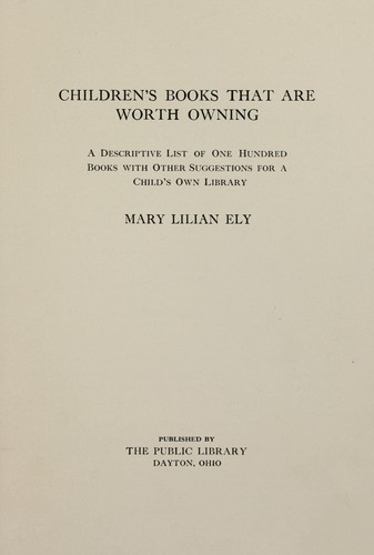 Cover for Children's books that are worth owning