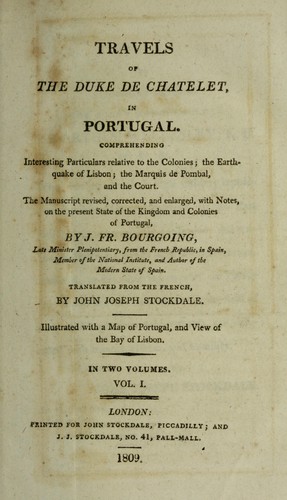 Cover for Travels of the Duke de Chatelet, in Portugal