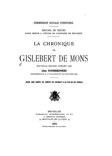Cover for La chronique de Gislebert de Mons