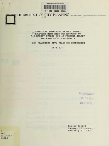 Cover for Draft environmental impact report, proposed high rise development at 345 Market Street and 45 Fremont Street, San Francisco, California