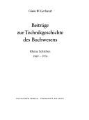 Cover for Beiträge zur Technikgeschichte des Buchwesens