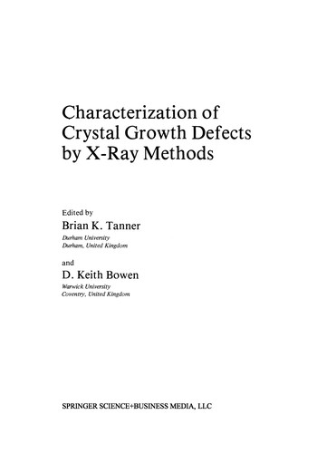 Cover for Characterization of Crystal Growth Defects by X-Ray Methods