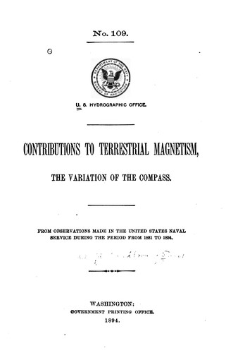 Cover for Contributions to Terrestrial Magnetism: The Variation of the Compass, from ...