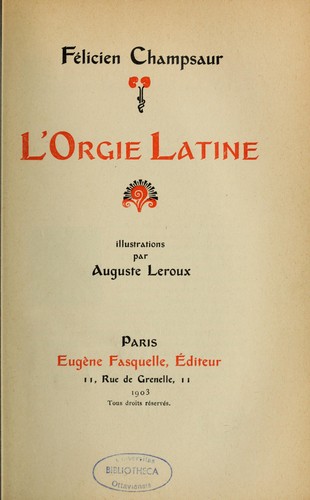 Cover for L'Orgie latine