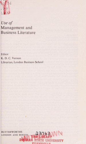 Cover for Use of management and business literature
