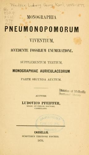 Cover for Monographia pneumonopomorum viventium ...