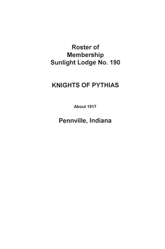 Cover for Roster of membership, Sunlight lodge no. 190, Knights of Pythias