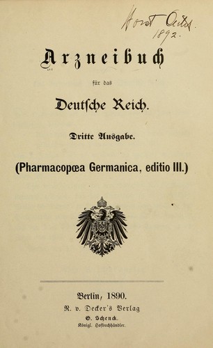 Cover for Arzneibuch für das Deutsche Reich.