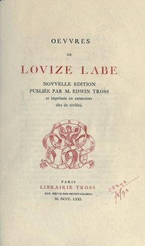 Cover for Oeuvres de Lovize Labe.