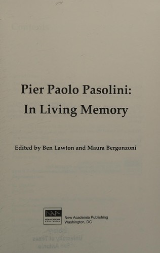 Cover for Pier Paolo Pasolini