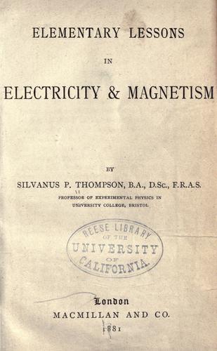 Cover for Elementary lessons in electricity & magnetism