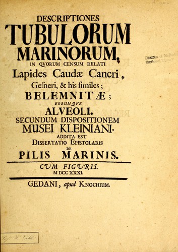 Cover for Descriptiones tubulorum marinorum