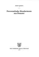 Cover for Provenzalische Mundarttexte aus Piemont