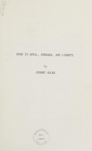 Cover for Even in April, Ferrara, and liberty