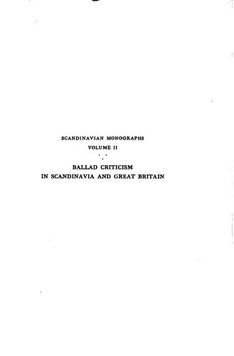 Cover for Ballad criticism in Scandinavia and Great Britain during the eighteenth century