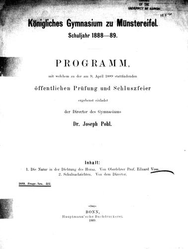 Cover for Die Natur in der Dichtung des Horaz