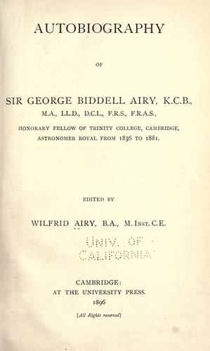 Cover for Autobiography of Sir George Biddell Airy.