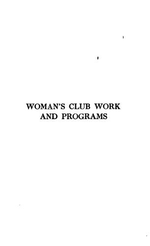 Cover for Woman's club work and programs