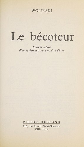 Cover for Le bécoteur