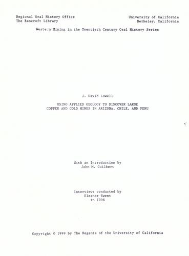 Cover for Using applied geology to discover large copper and gold mines in Arizona, Chile, and Peru