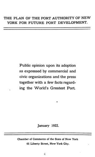 Cover for The Plan of the Port Authority of New York for future port development