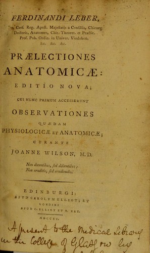 Cover for Praelectiones anatomicae