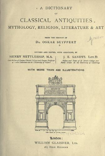 Cover for A dictionary of classical antiquities