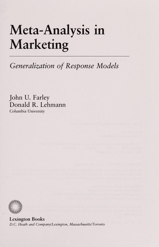 Cover for Meta-analysis in marketing