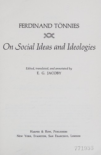 Cover for On social ideas and ideologies