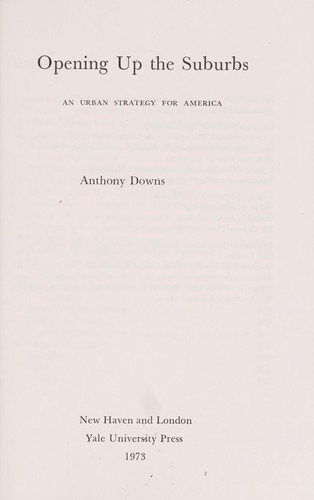 Cover for Opening up the suburbs
