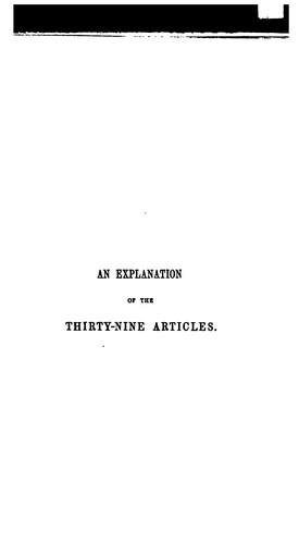 Cover for An explanation of the Thirty-nine articles