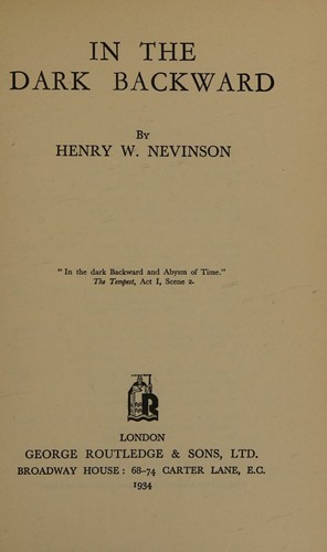 Cover for In the dark backward