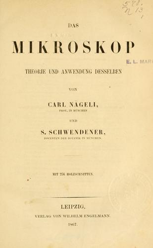 Cover for Das Mikroskop, Theorie und Anwendung desselben