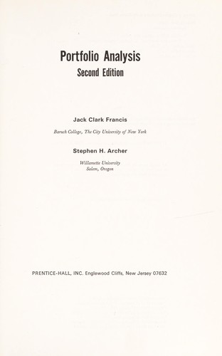 Cover for Portfolio analysis