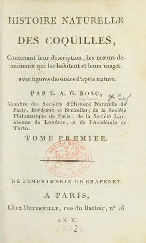 Cover for Histoire naturelle des coquilles