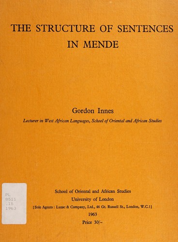 Cover for The structure of sentences in Mende.