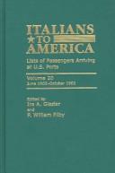 Cover for Italians to America, Volume 20 June 1902-October 1902
