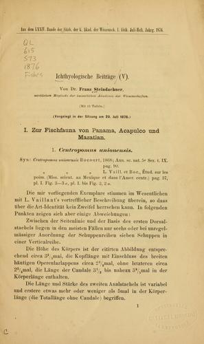 Cover for Ichthyologische beitrge.