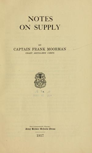 Cover for Notes on supply