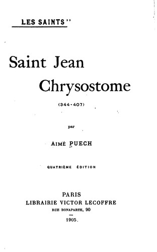 Cover for Saint Jean Chrysostome (344-407): (344-407)