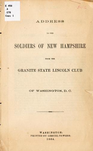 Cover for Address to the soldiers of New Hampshire from the Granite state Lincoln club of Washington, D.C.